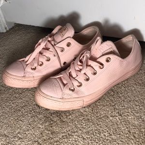 Pink Faux Leather Converse Shoes